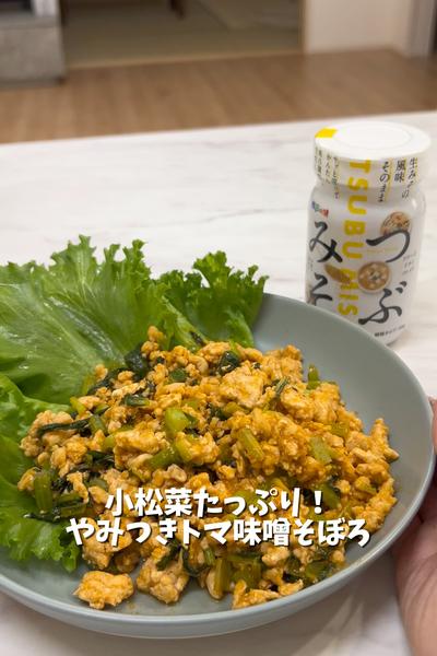 小松菜たっぷり！やみつきトマ味噌そぼろ
