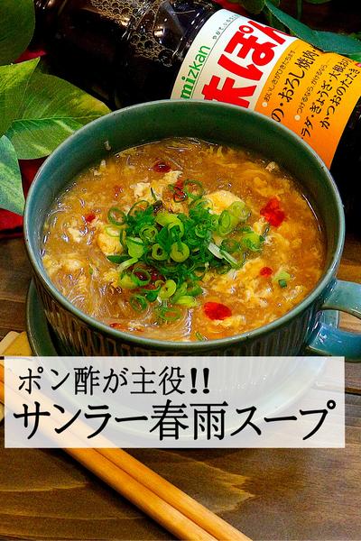 【代用じゃない！味ぽんが主役！】サンラー春雨スープ