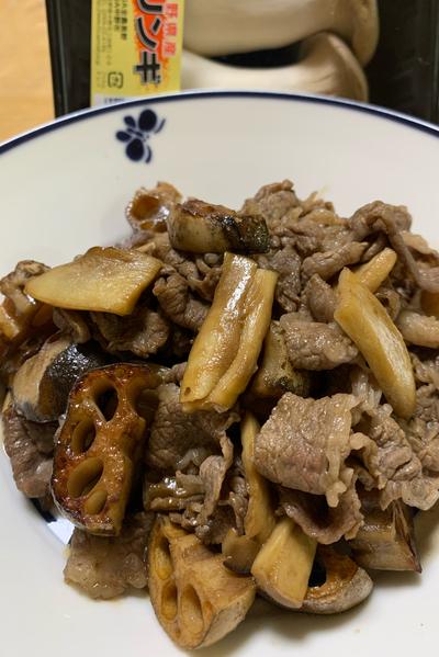 エリンギれんこん牛肉炒め