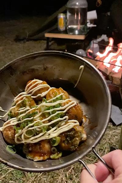 アウトドア鉄板たこ焼き