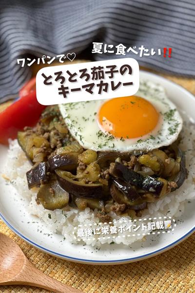 夏に食べたい♡ワンパンでとろとろ茄子のキーマカレー