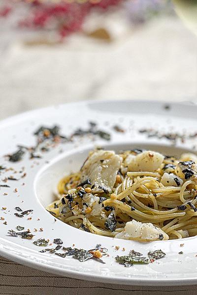 鰈の和風ペペロンチーノ