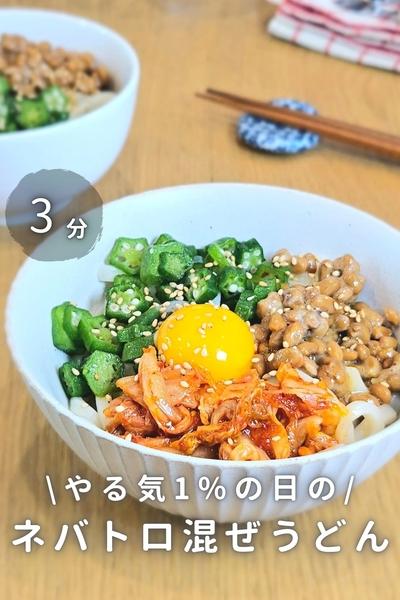 やる気1%の日のネバトロ混ぜうどん
