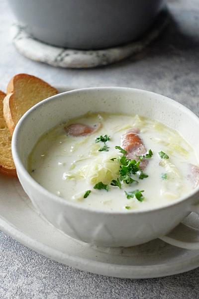 キャベツとウインナーの味噌ミルクスープ