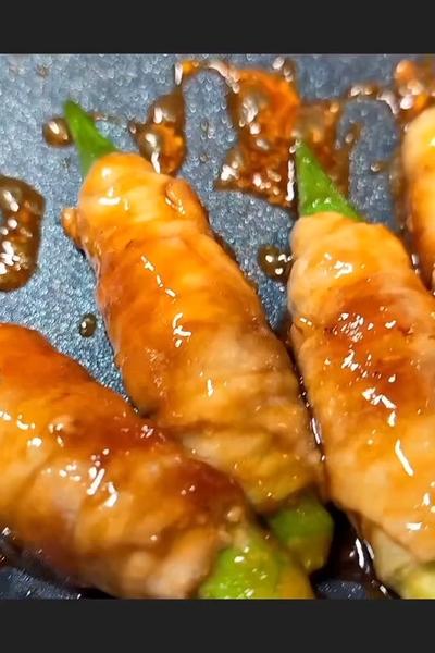 オクラの豚バラ焼き照り焼き