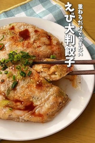 子供が喜ぶ！重ねるだけで包まない！えび大判餃子