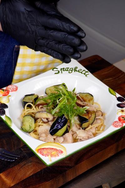 揚げナスと豚肉の和風パスタ🍝