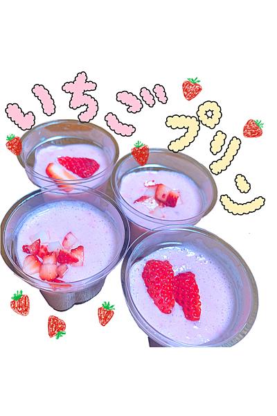 お花見や誕生日にピッタリ！簡単いちごプリン🍓♡