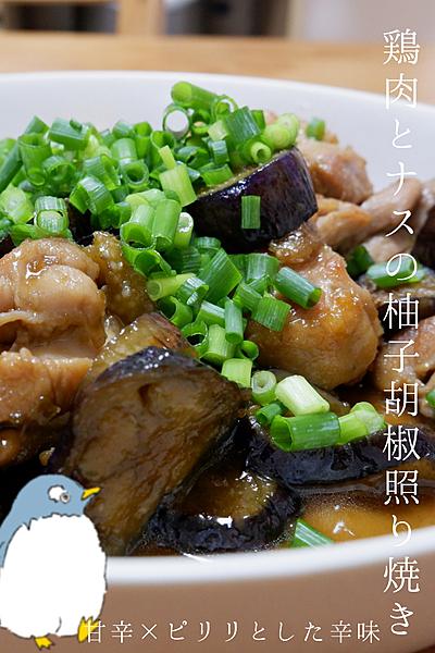 甘辛×爽やかな辛味！鶏肉とナスの柚子胡椒照り焼き