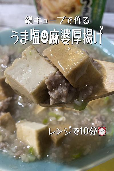 レンジで10分⏰満足おかず❤︎うま塩☻︎麻婆厚揚