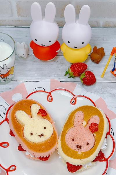 北海道チーズケーキで作るミッフィーちゃんケーキ 