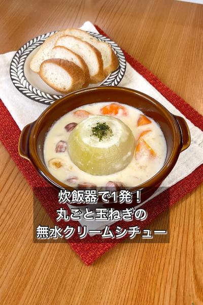 炊飯器で1発！丸ごと玉ねぎで無水クリームシチュー
