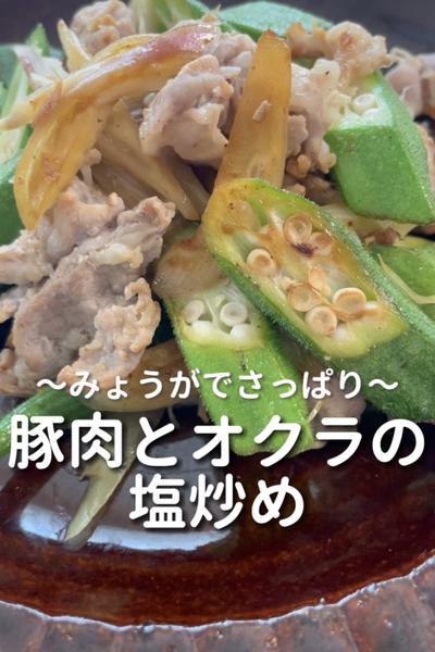 \みょうがでさっぱり♡/
【豚肉とオクラの塩炒め】