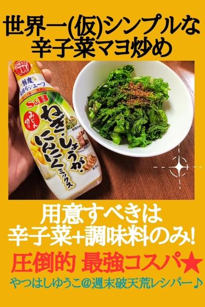 ●辛子菜マヨ炒め♪世界一簡単でお箸止まらんやつ●