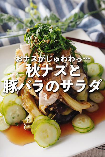 秋ナスと豚バラのサラダ
