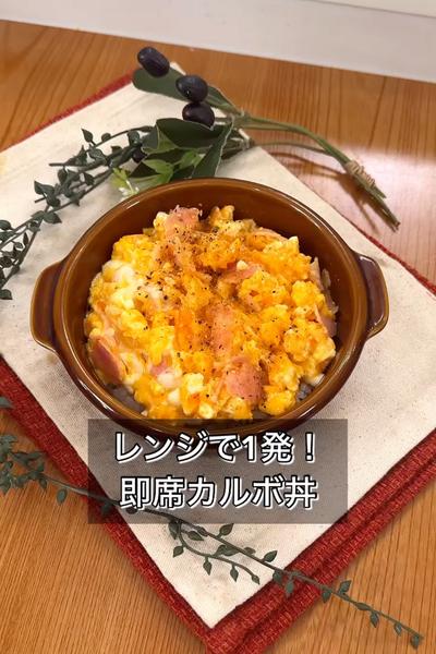 レンジで1発！即席カルボ丼