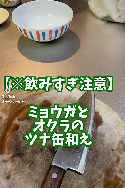 みょうがとオクラのツナ缶和え