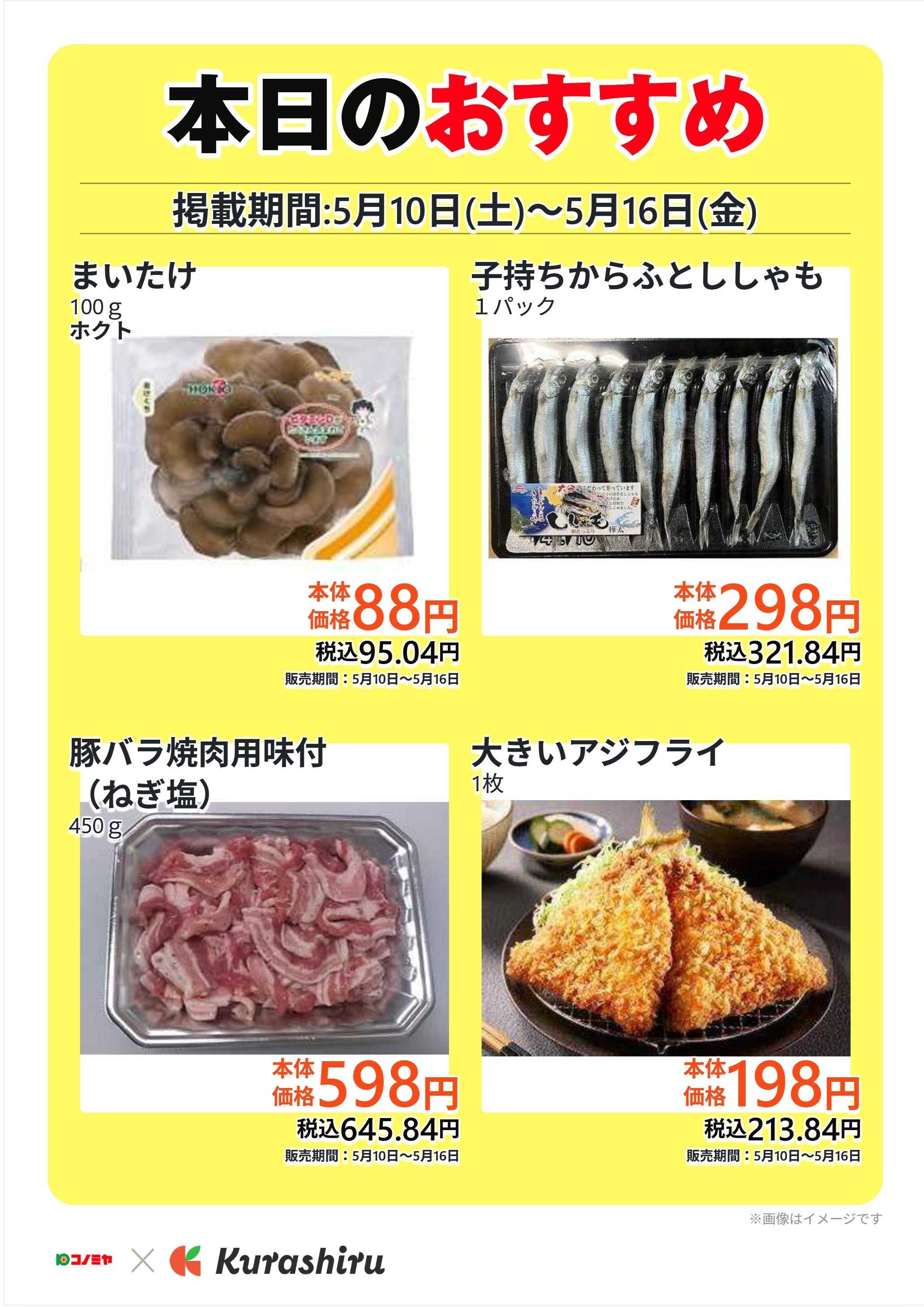 コノミヤ 本日のおすすめ