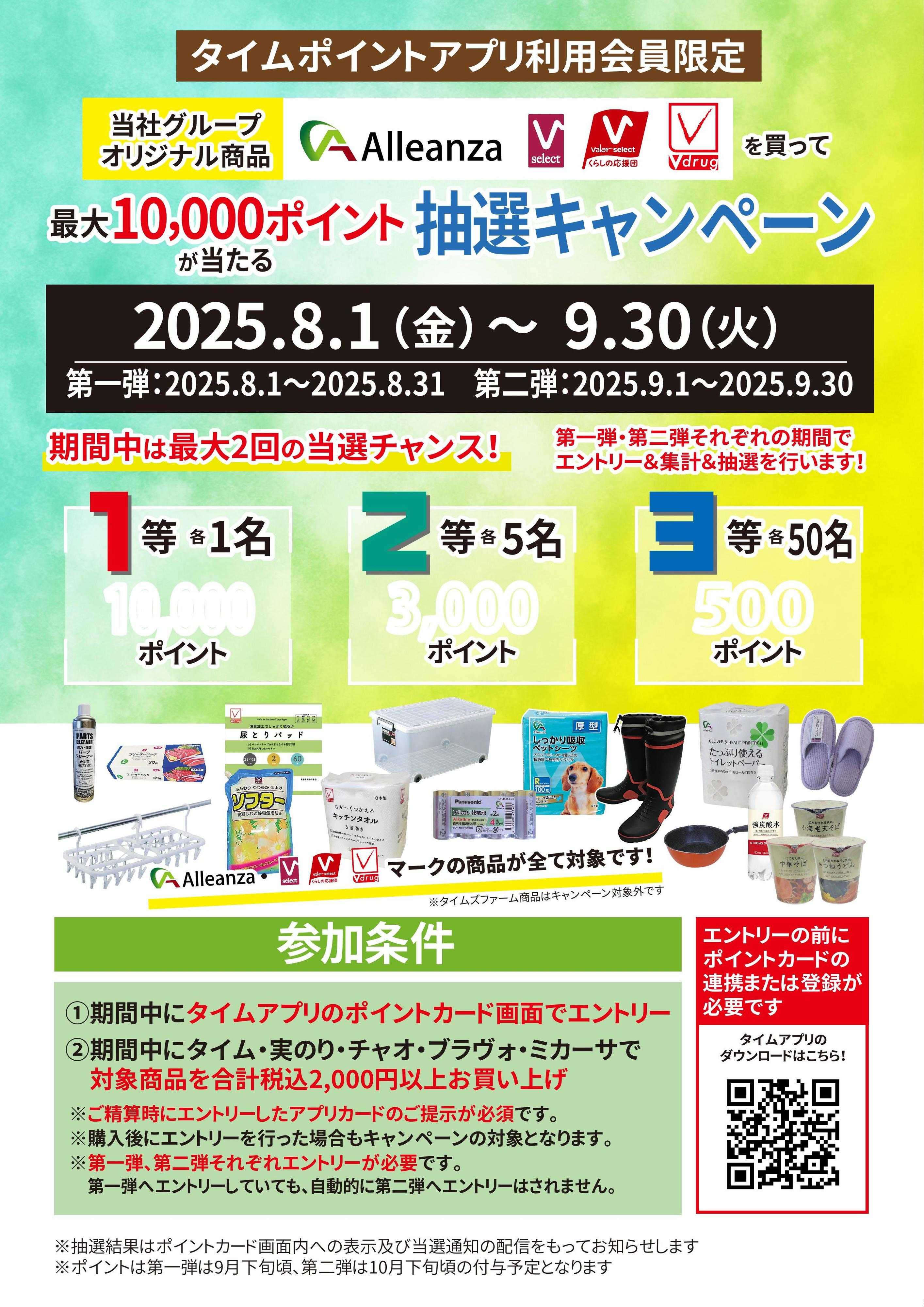 ホームセンタータイム タイムポイントアプリ利用会員限定　抽選キャンペーン