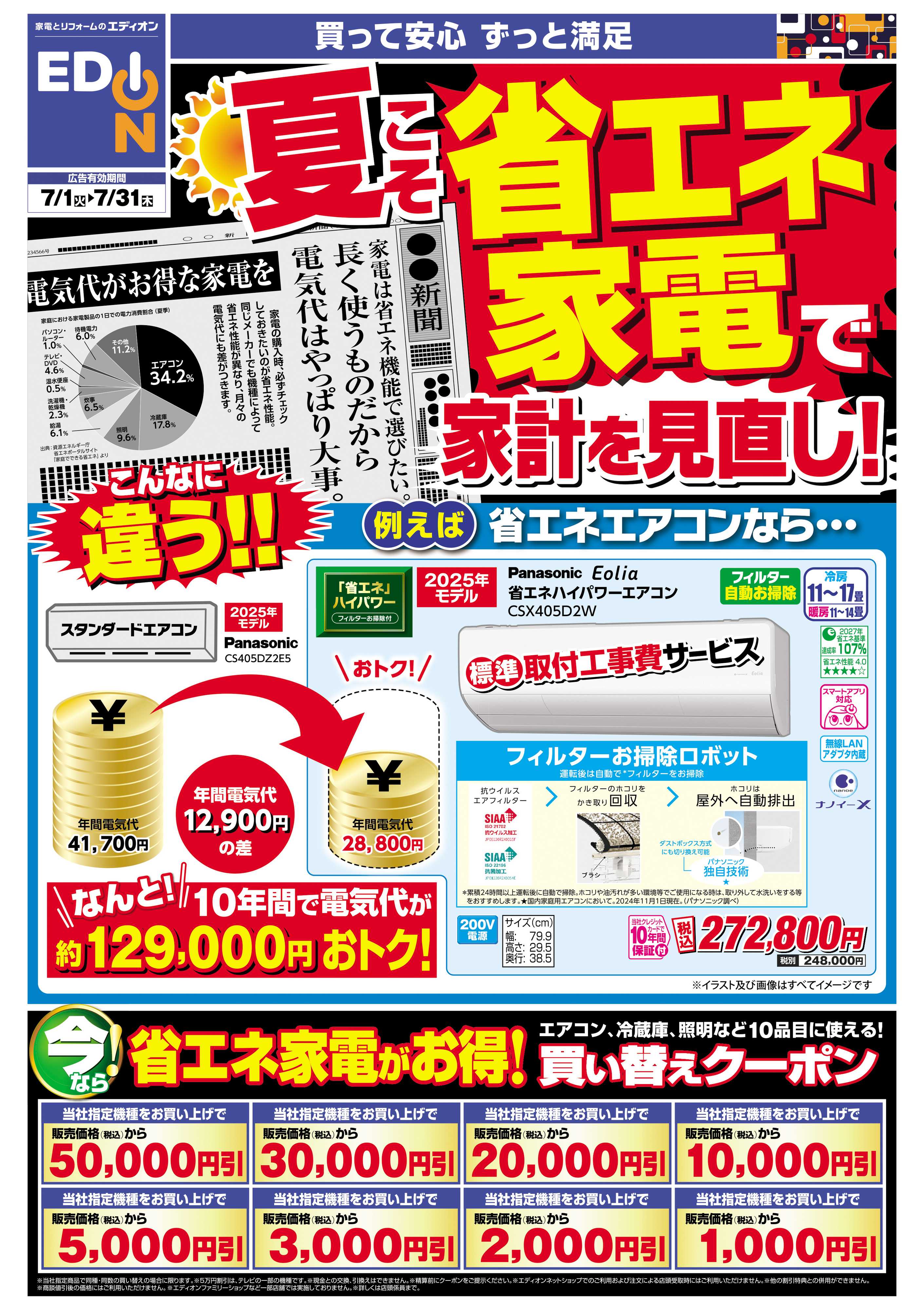 EDION 省エネ家電で家計見直し