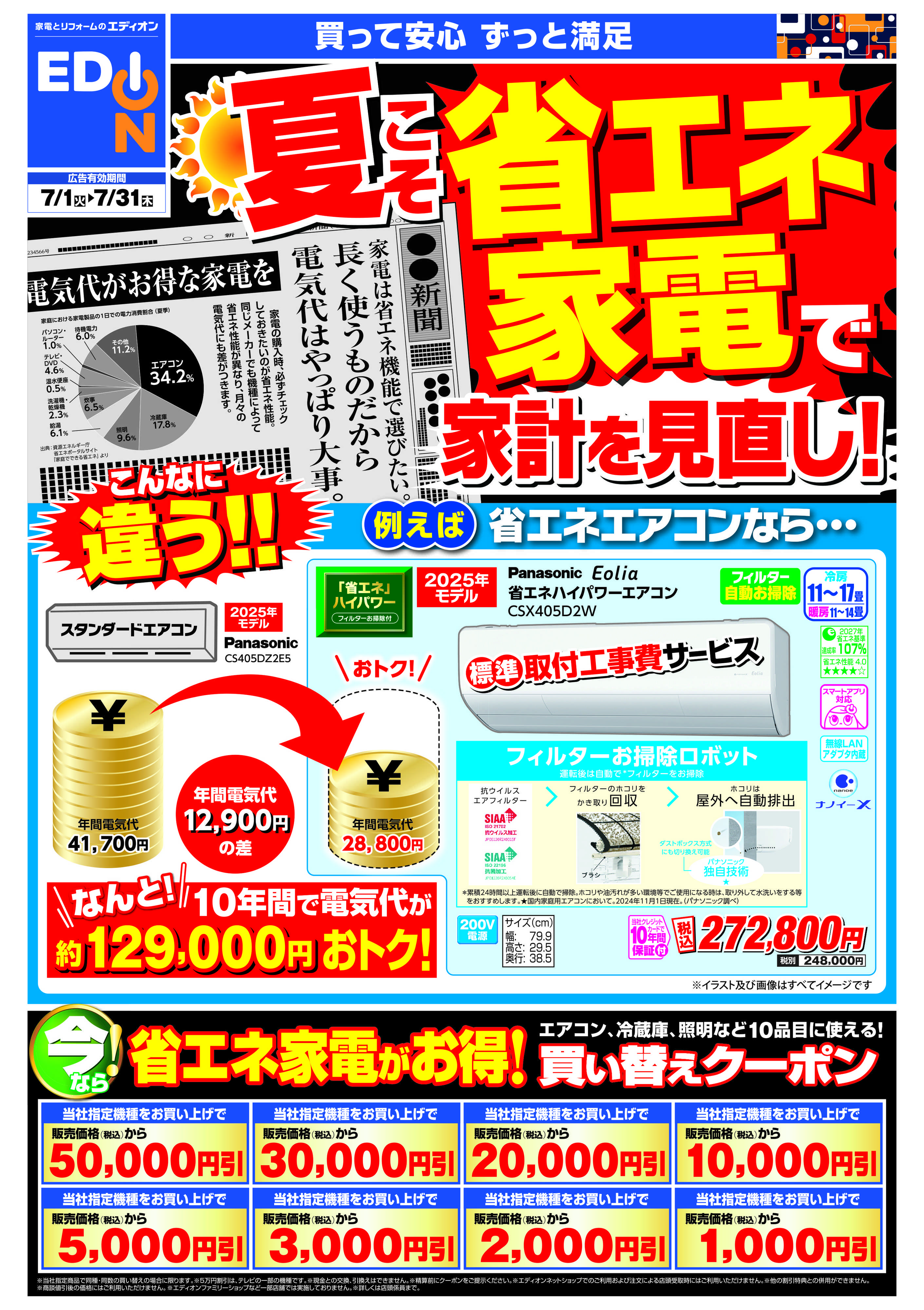 EDION 電気料金値上げ　家電で見直し！