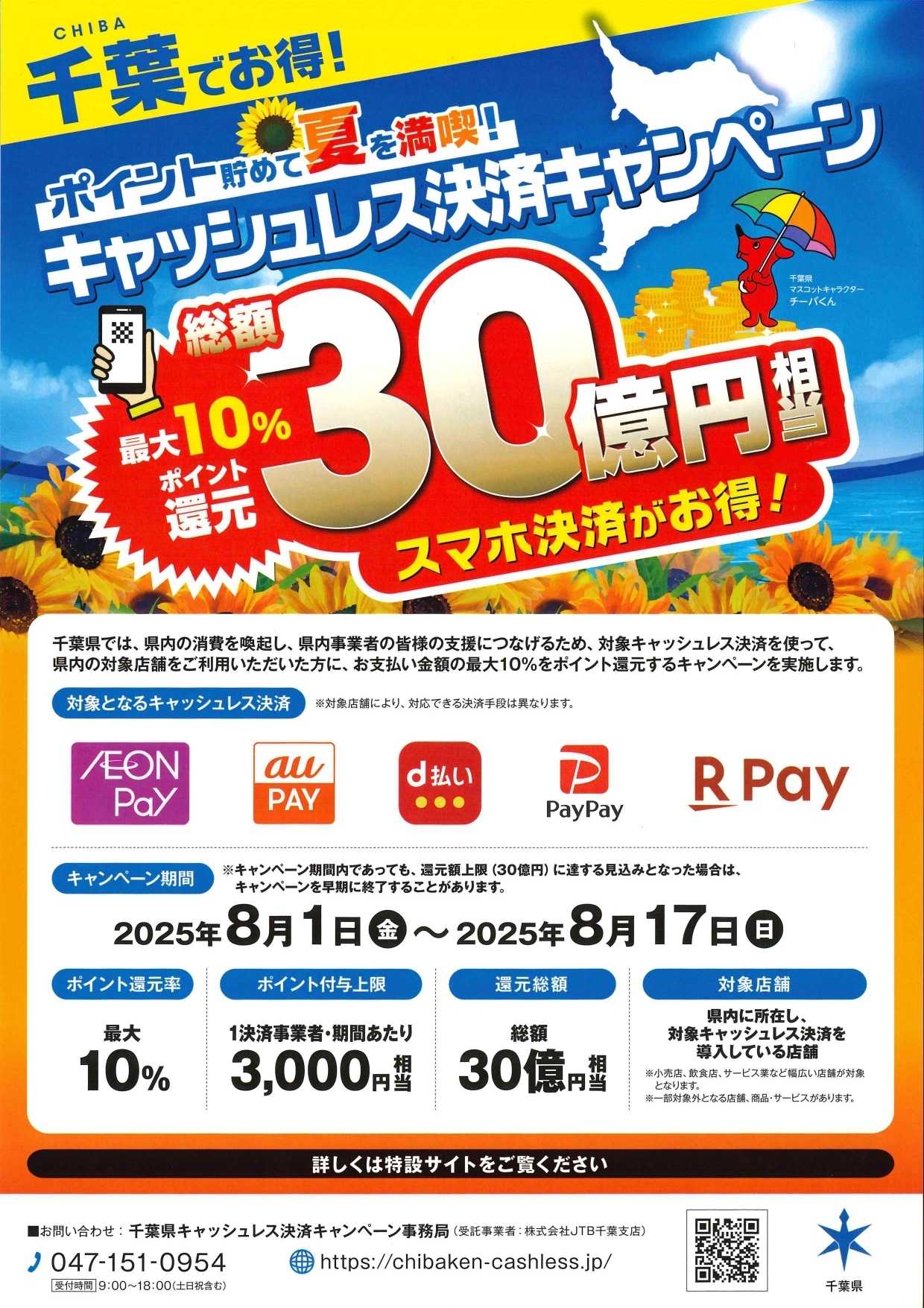 タカハシ 千葉県キャッシュレスキャンペーンのお知らせ