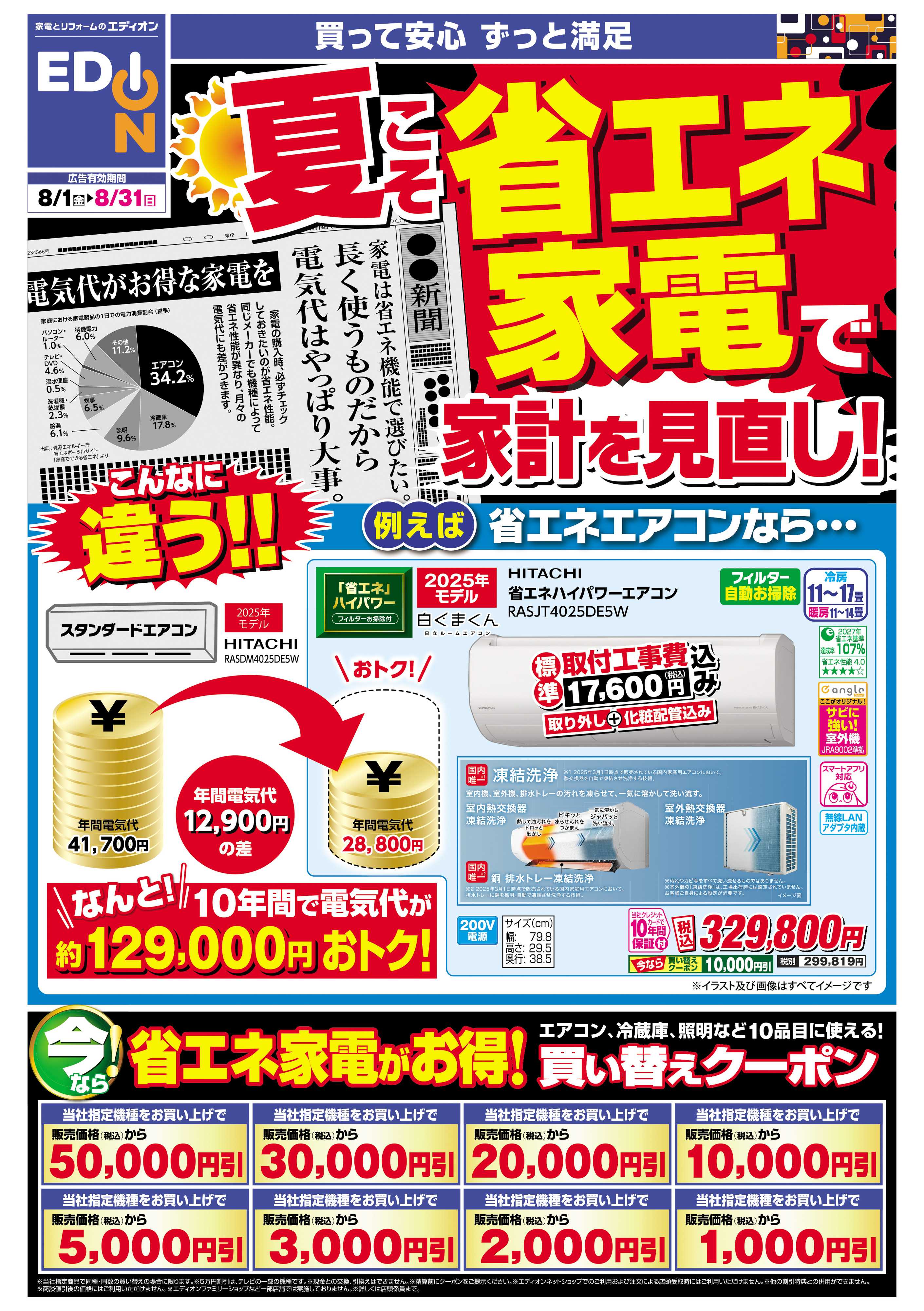 EDION 電気料金値上げ 家電で見直し！