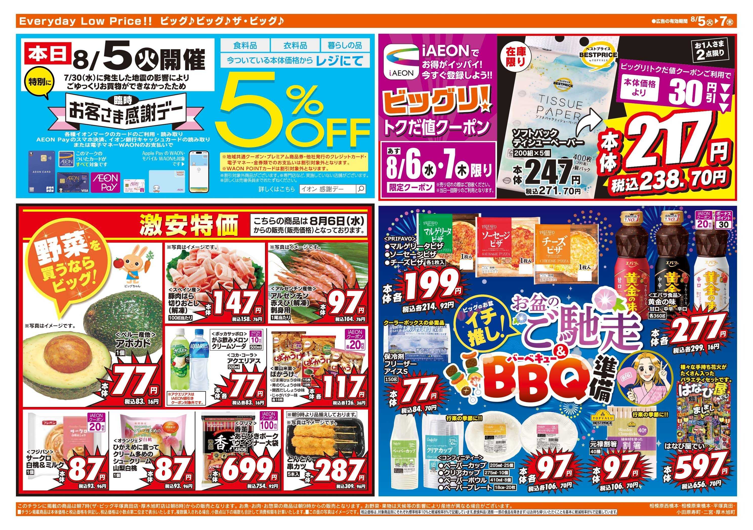 ザ・ビッグ 8/6（水）アイイオンで１０％OFF！