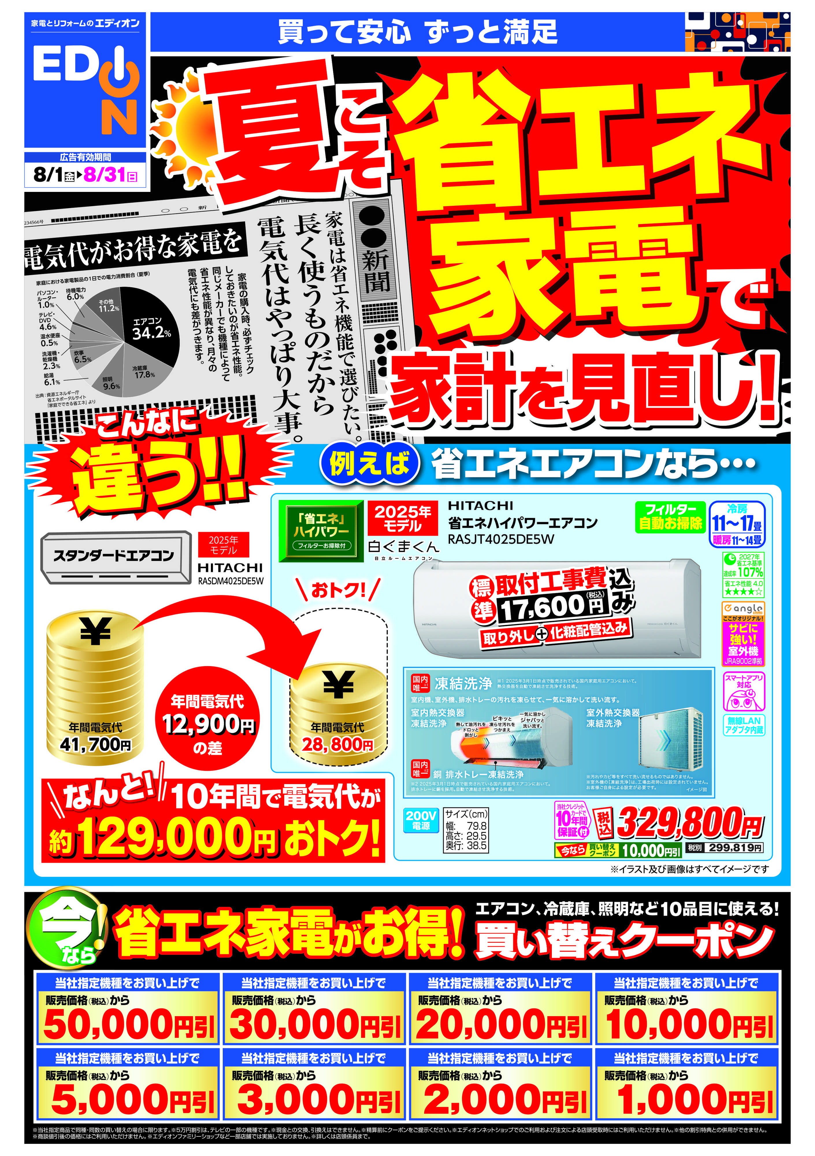 EDION 電気料金値上げ　家電で見直し！