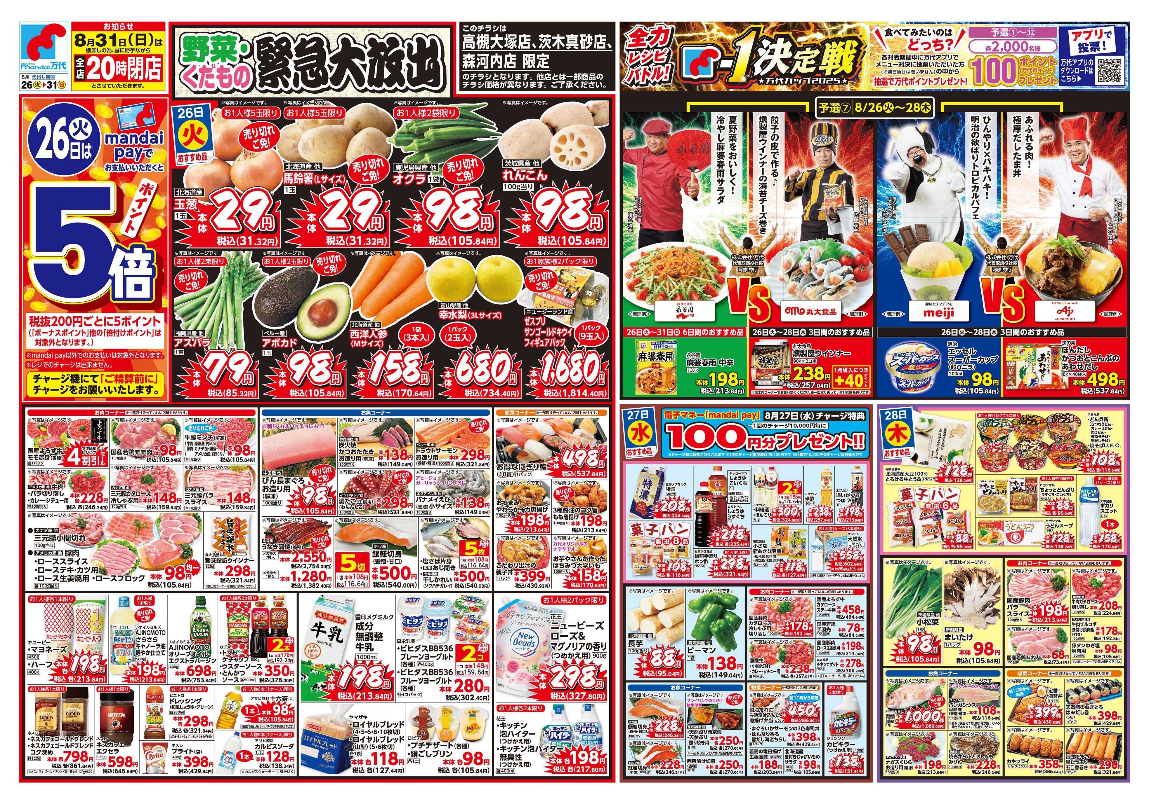 mandai 野菜・くだもの緊急大放出（高槻大塚店・茨木真砂店・森河内店 限定）