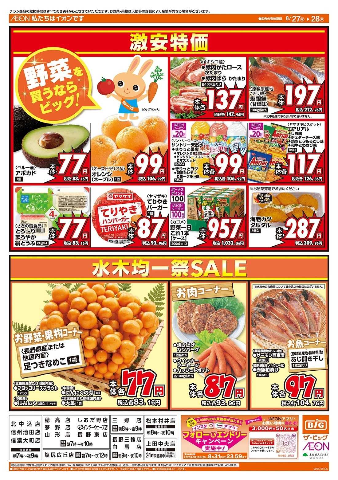 ザ・ビッグ 毎週水曜木曜はお買得均一祭！