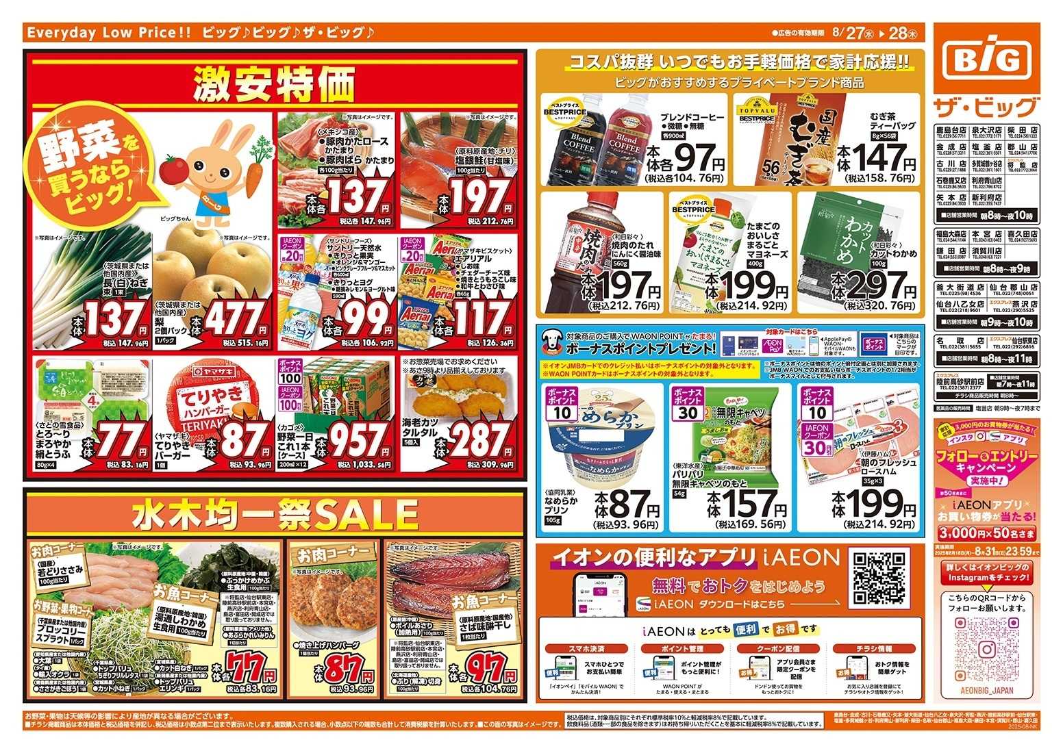 ザ・ビッグ 毎週水曜木曜はお買得均一祭！