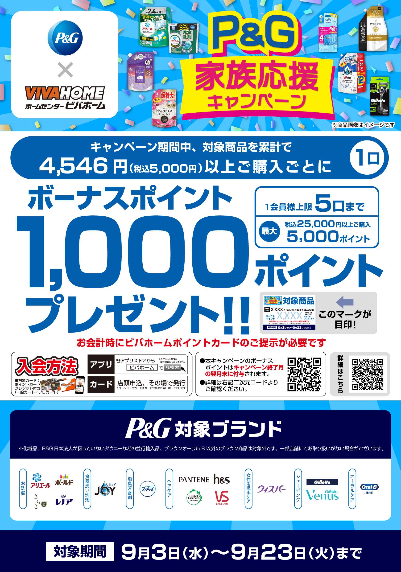 ビバホーム 【後付与】家族応援！P&Gポイントキャンペーン