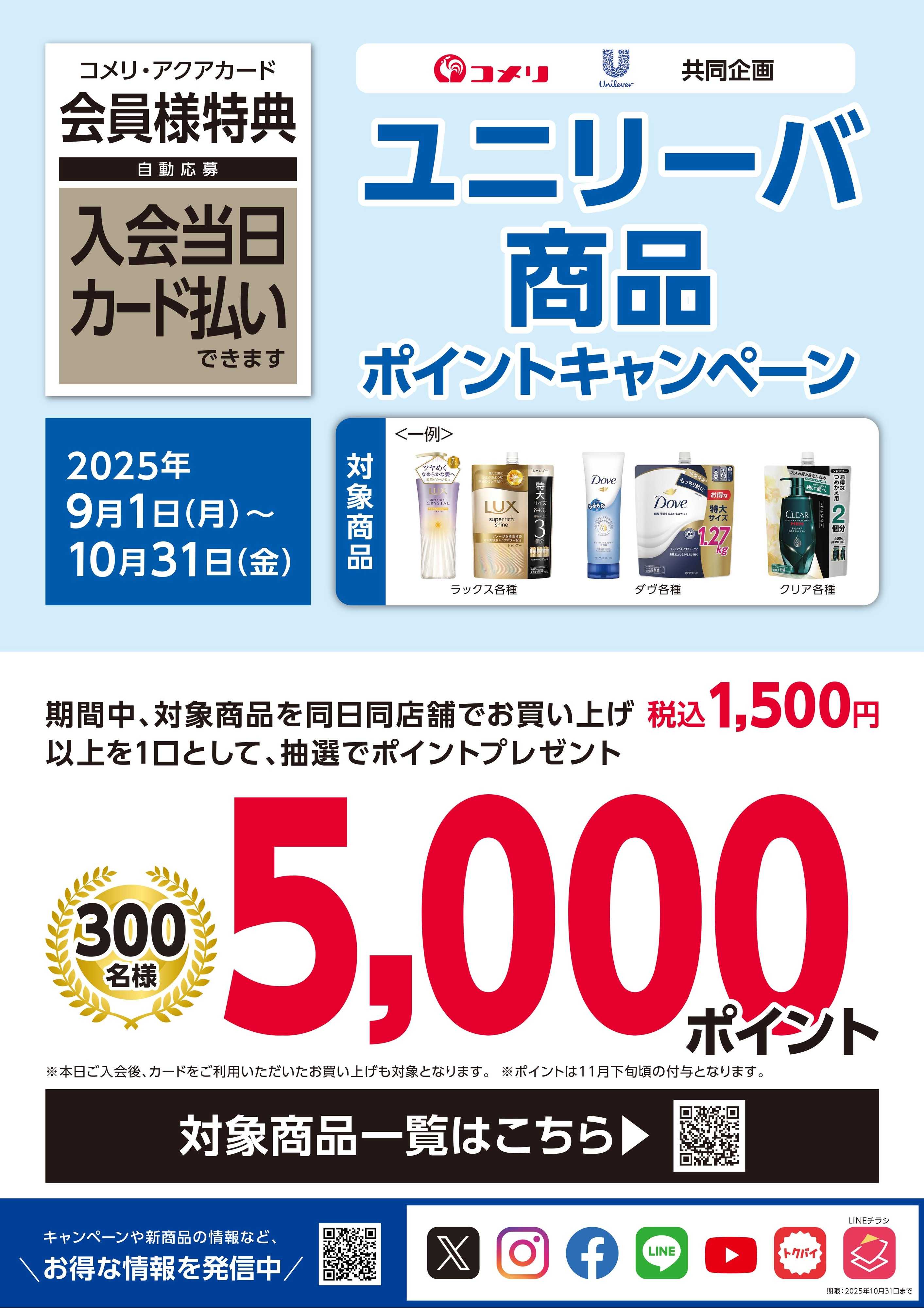 コメリハード＆グリーン ユニリーバ商品ポイントキャンペーン
