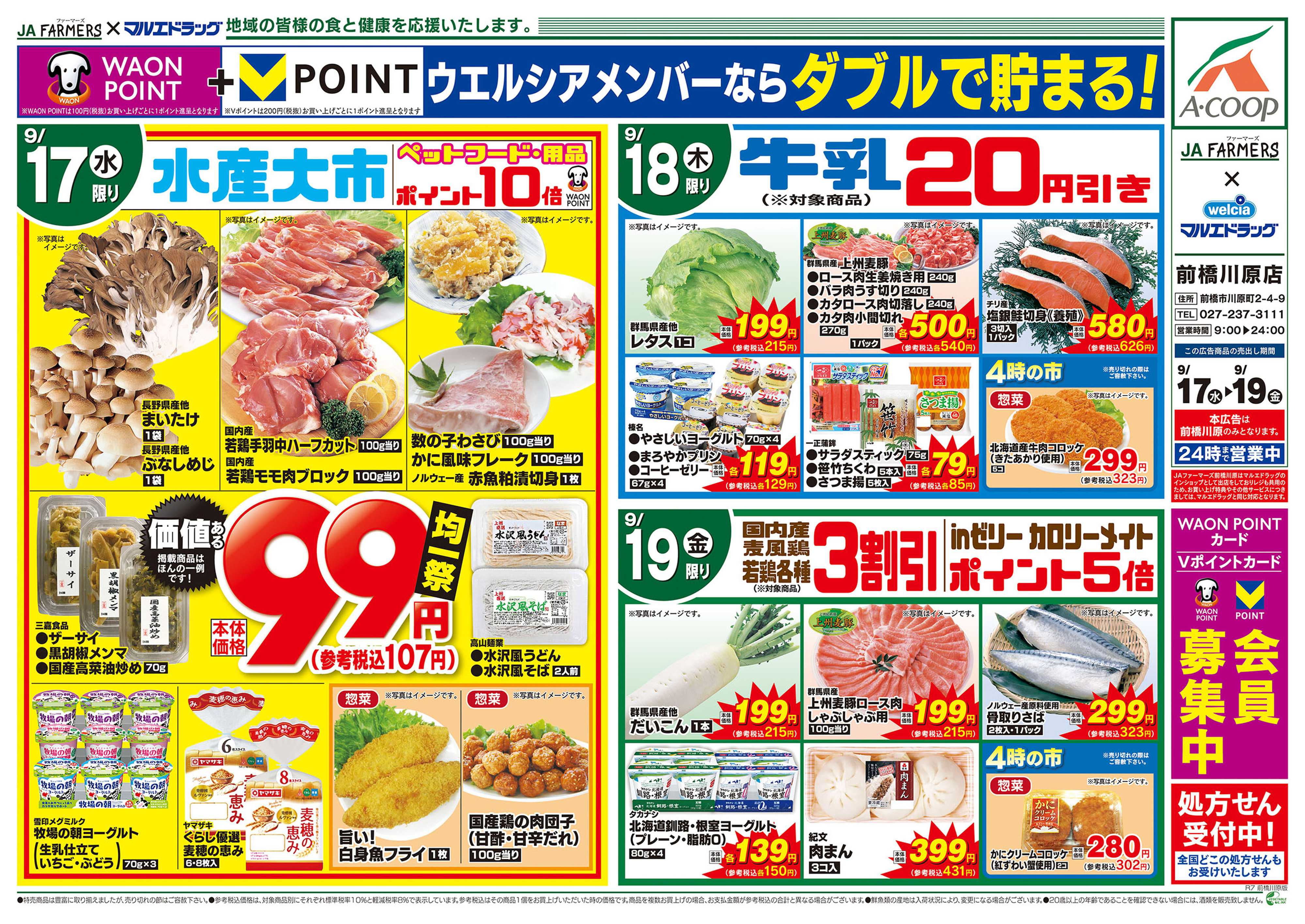 マルエドラッグ JA-F×前橋川原 9.17号チラシ