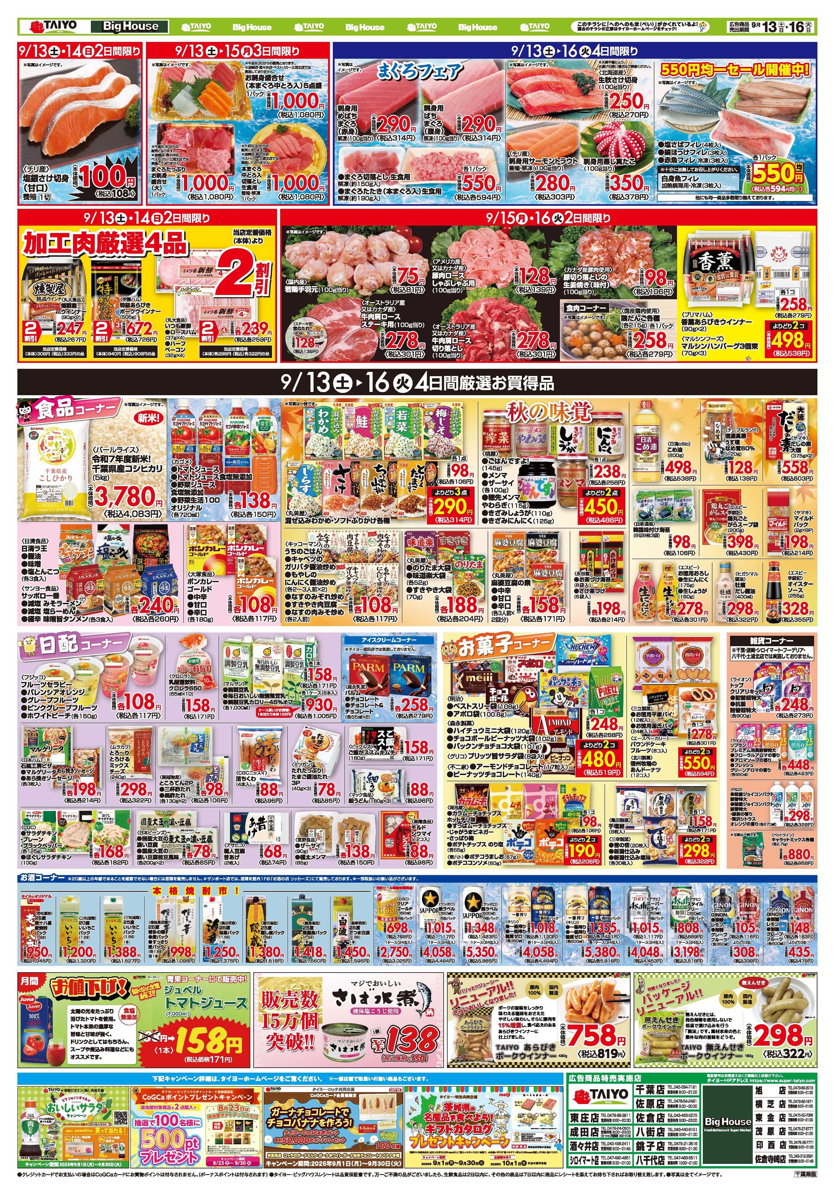 スーパーマーケットタイヨー お買い得チラシ9月13日~9月16日