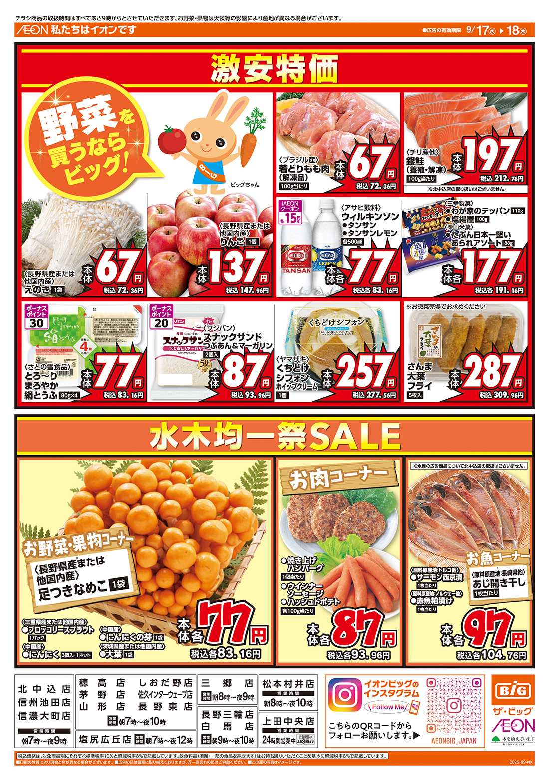 ザ・ビッグ 毎週水曜木曜はお買得均一祭！