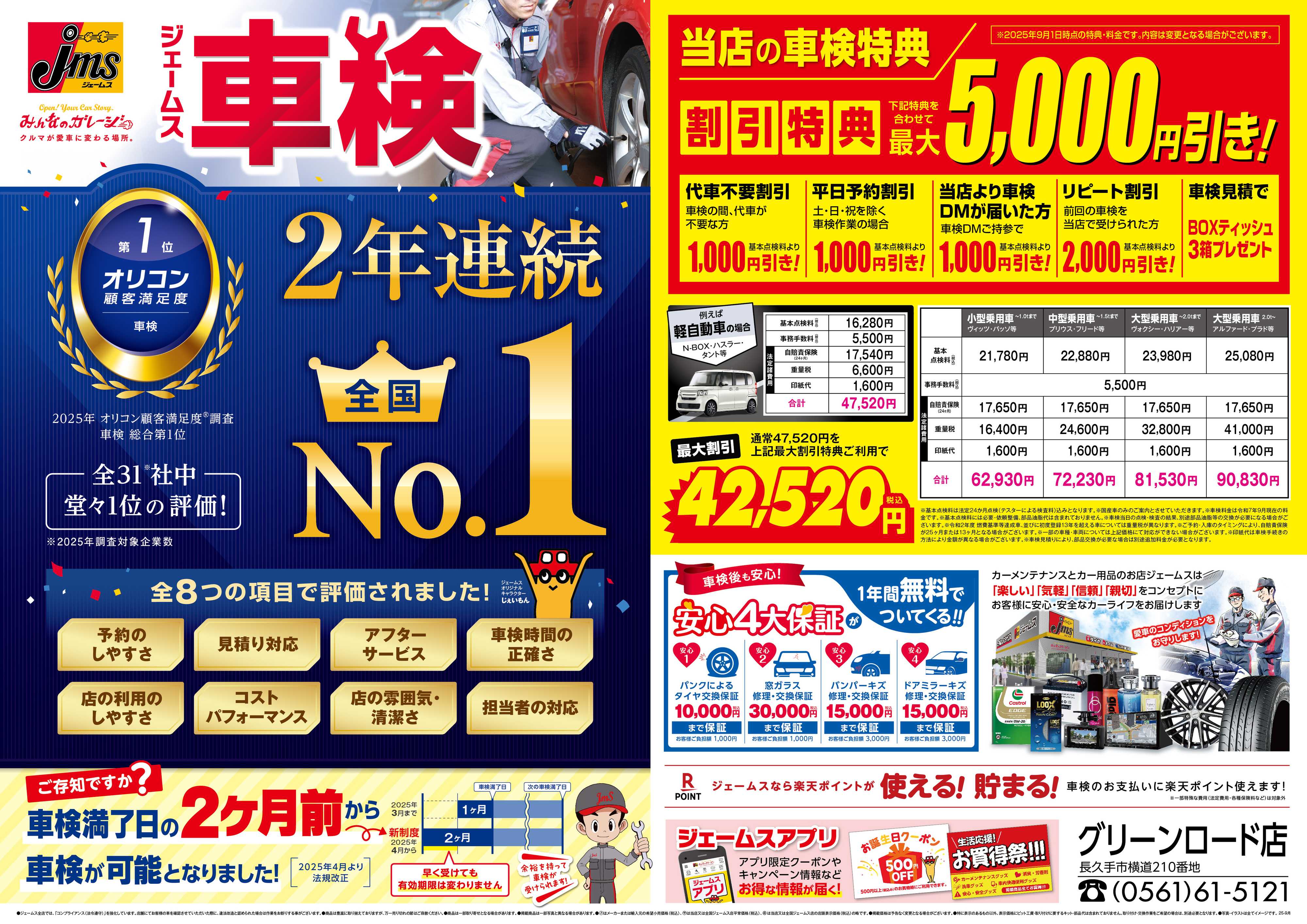 ジェームス ジェームス車検2年連続オリコンNO.1！