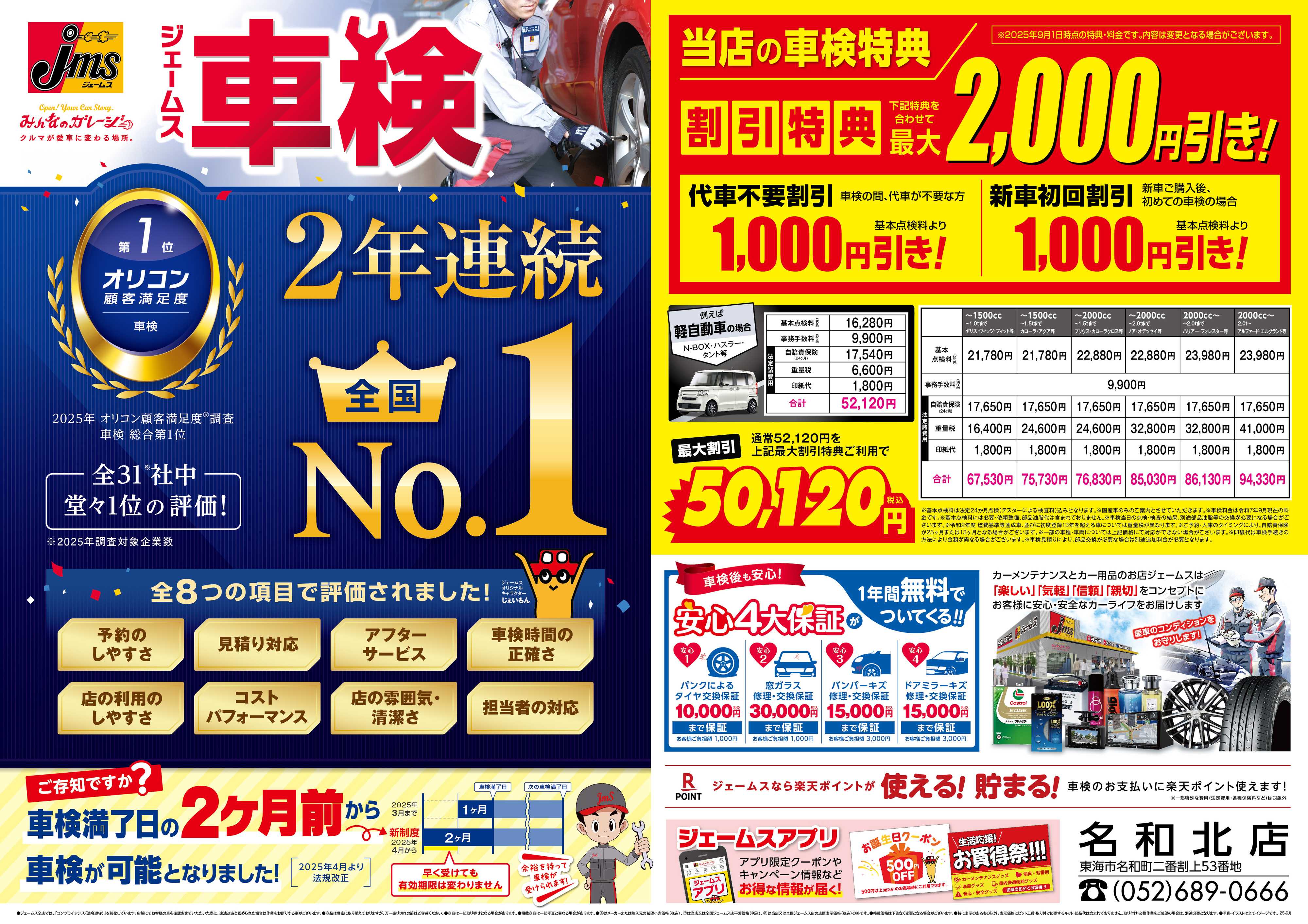 ジェームス ジェームス車検2年連続オリコンNO.1！