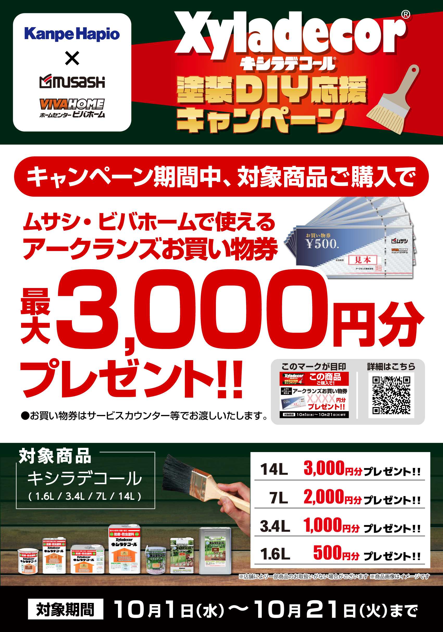 スーパービバホーム 【お買い物券】キシラデコールキャンペーン！