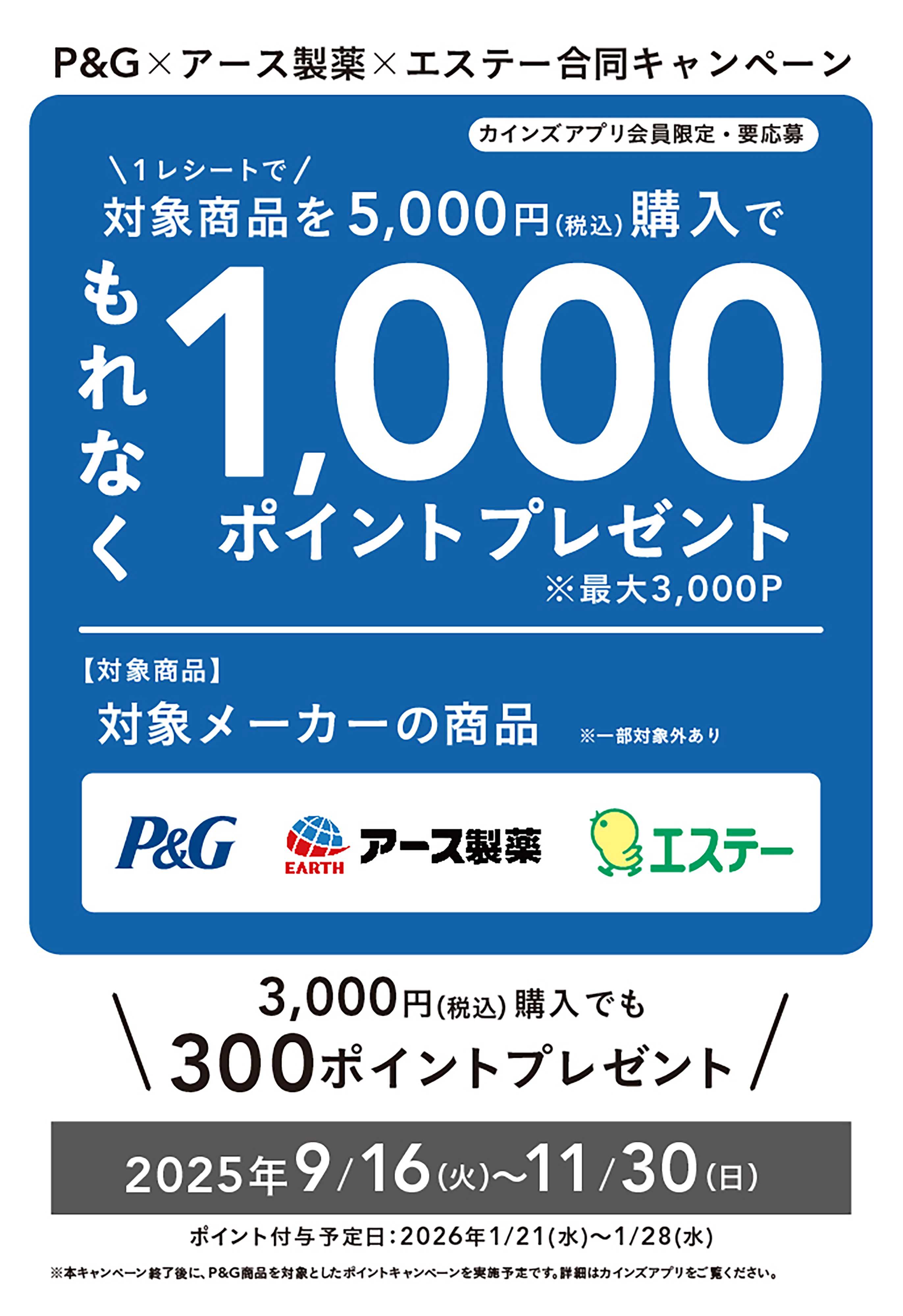カインズスーパーセンター P&G×アース製薬×エステー合同キャンペーン