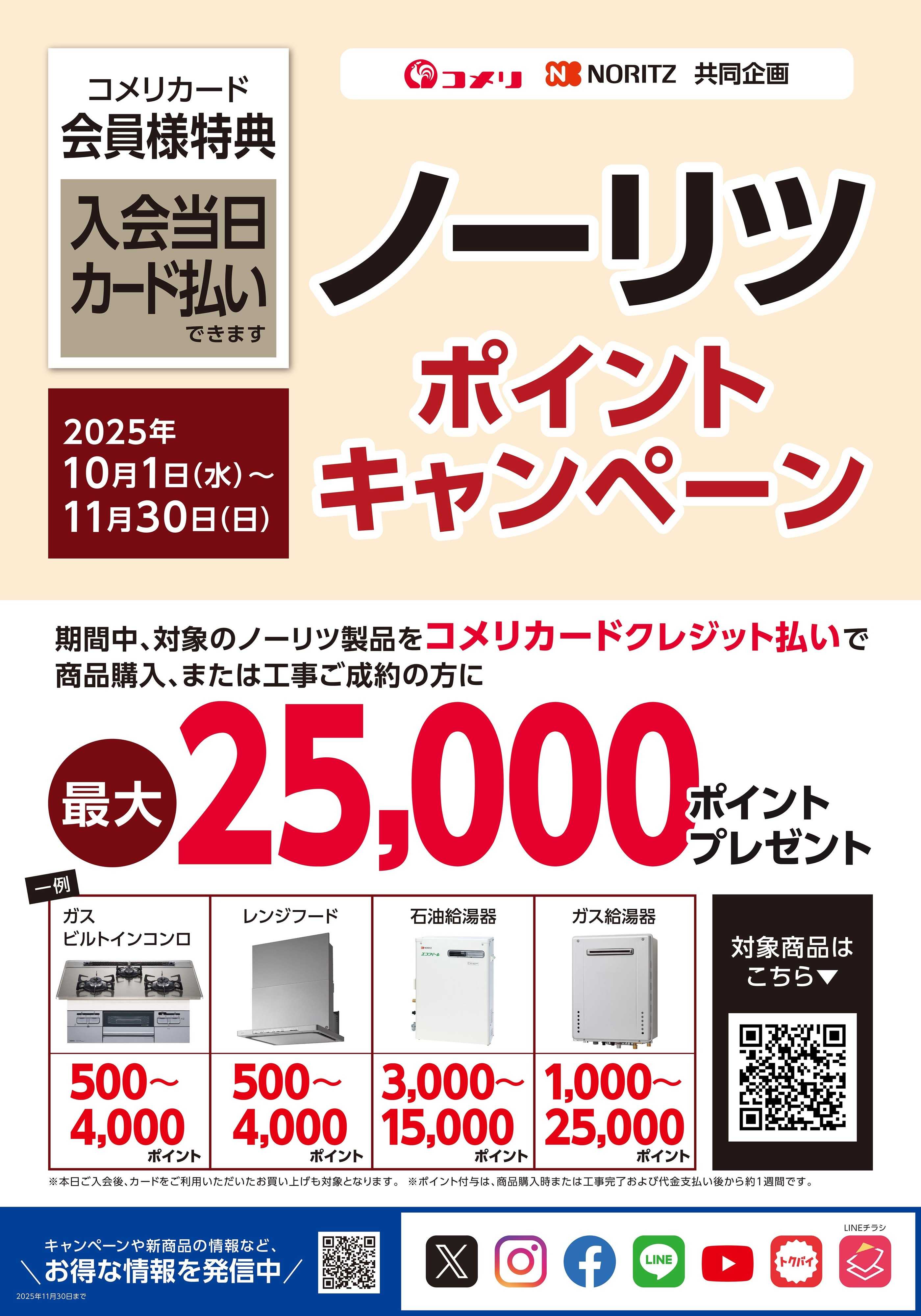 コメリハード＆グリーン ノーリツ ポイントキャンペーン 