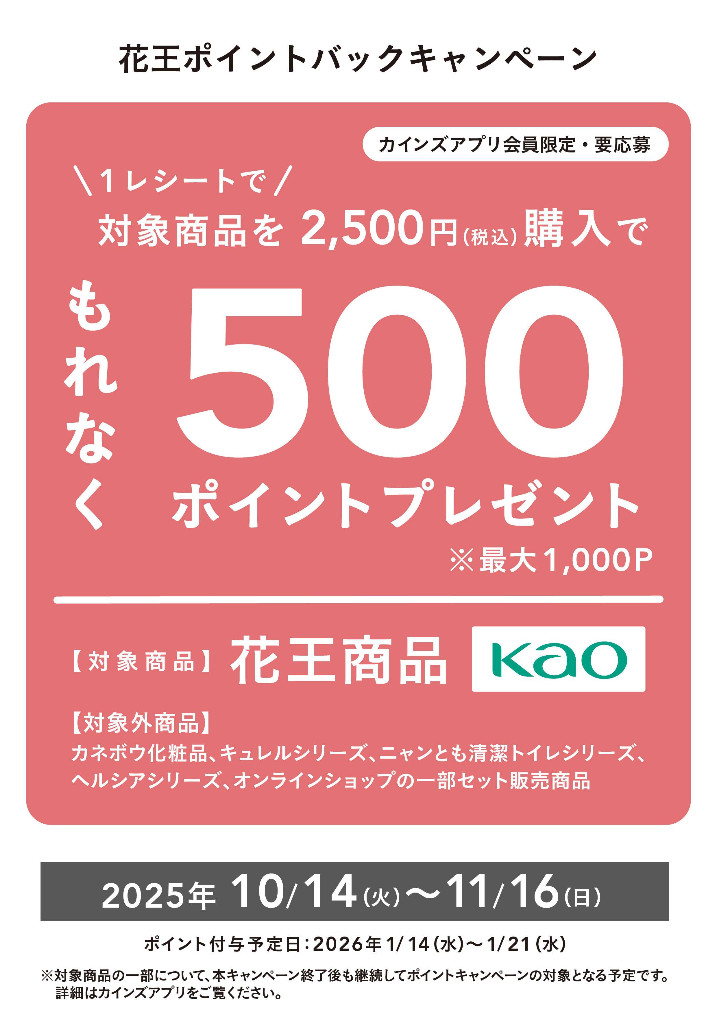 カインズ 花王ポイントバックキャンペーン	