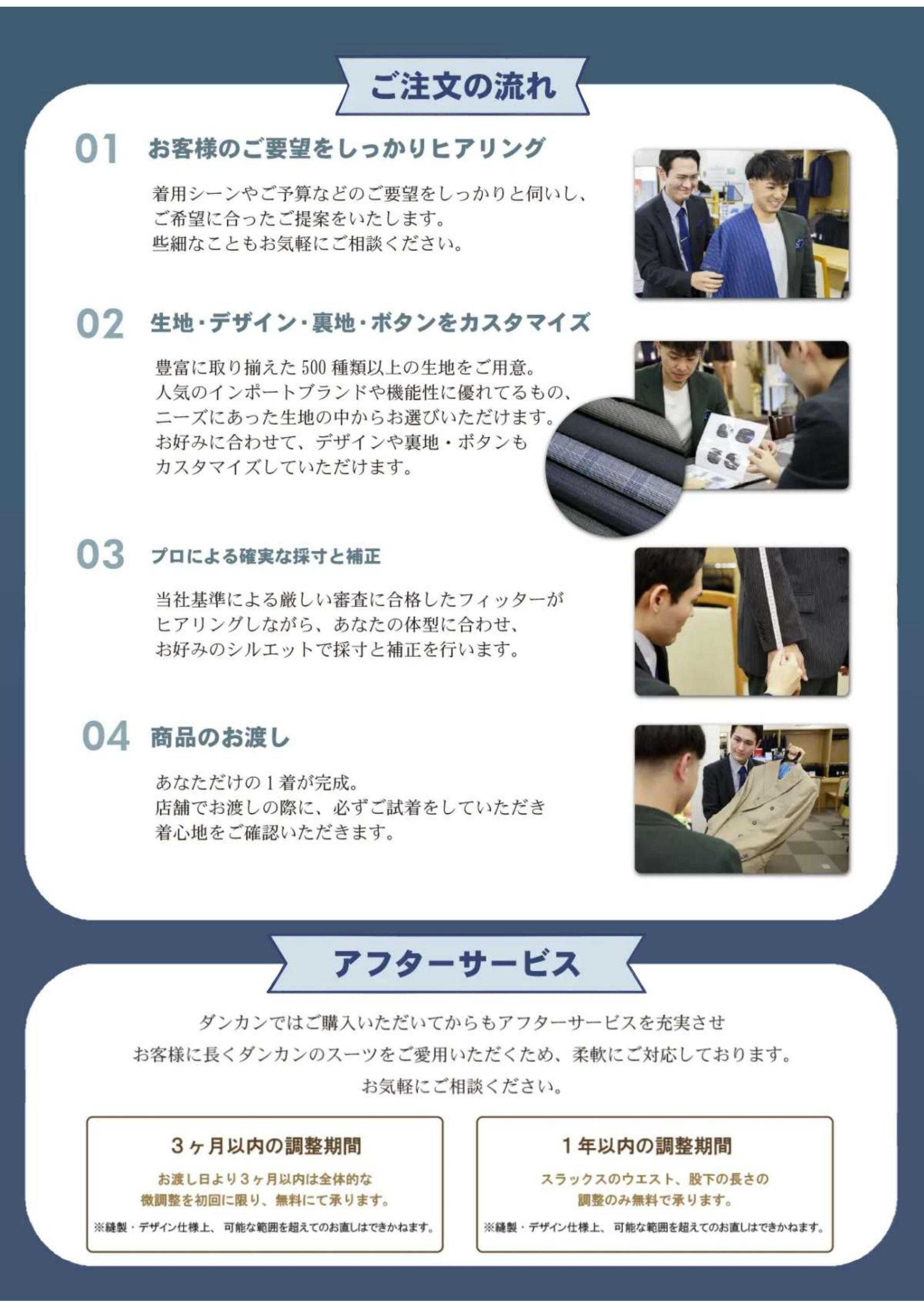 ダンカン ご注文の流れとアフターサービス
