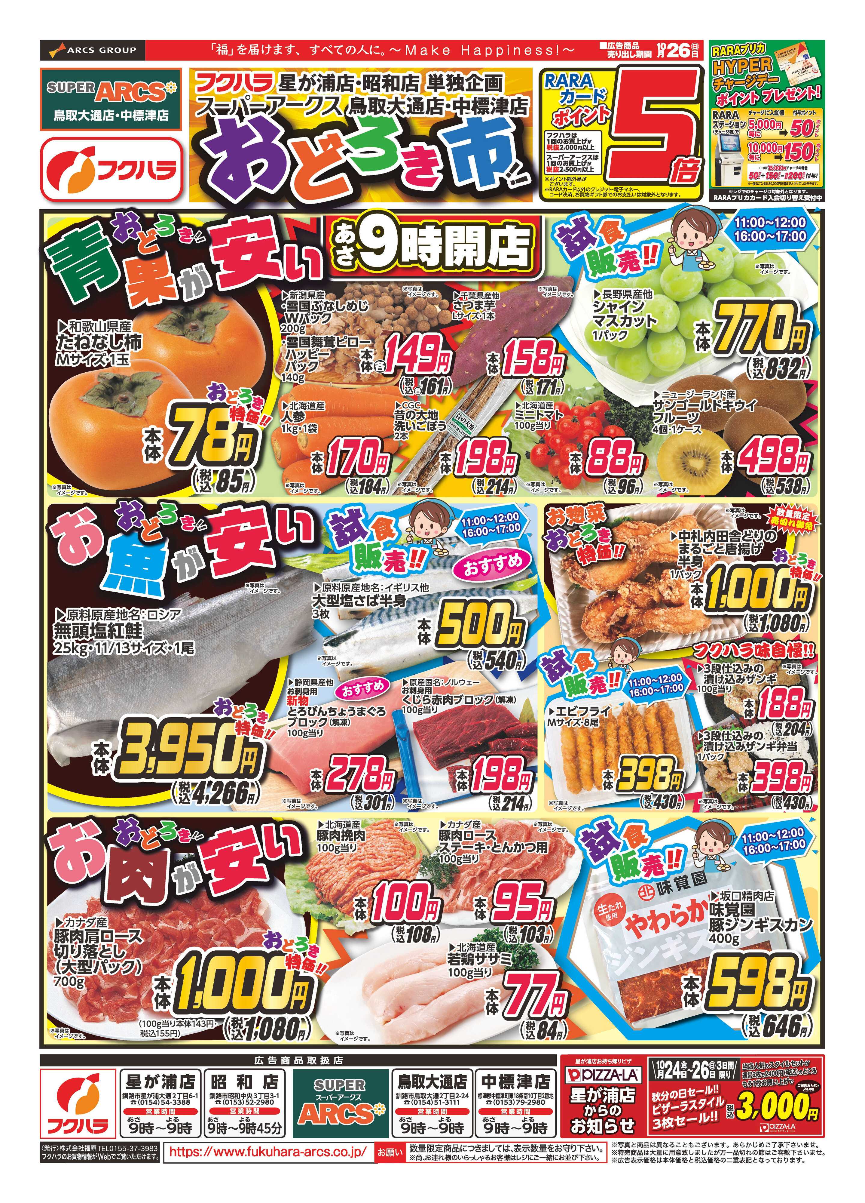 フクハラ おどろき市　２６日ポイント５倍