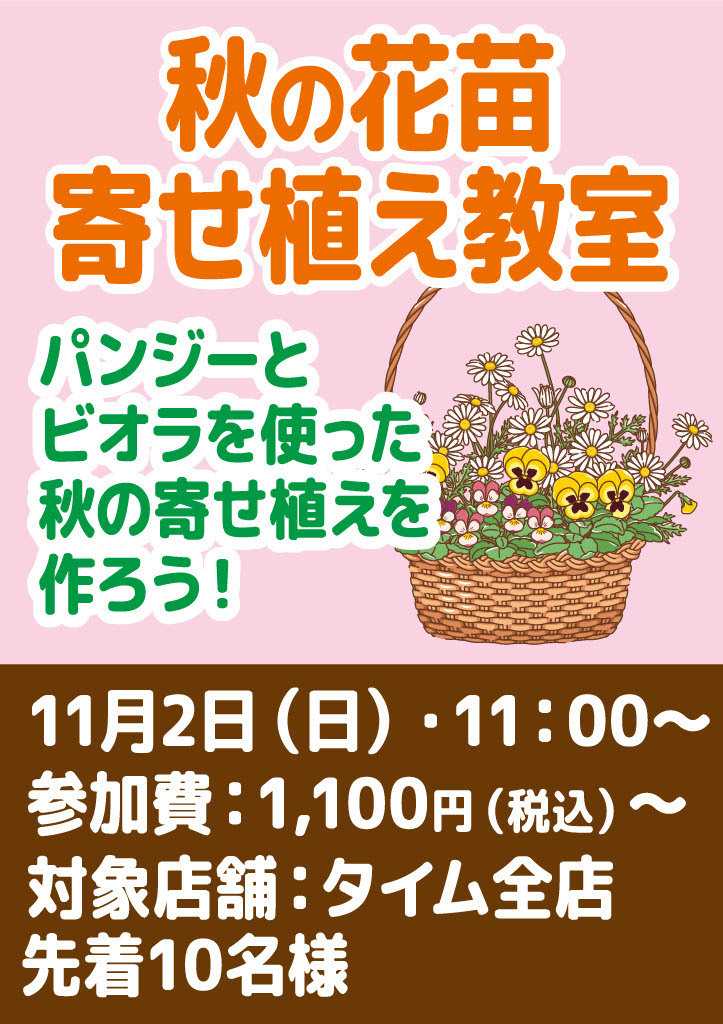 ホームセンタータイム 秋の花苗寄せ植え教室
