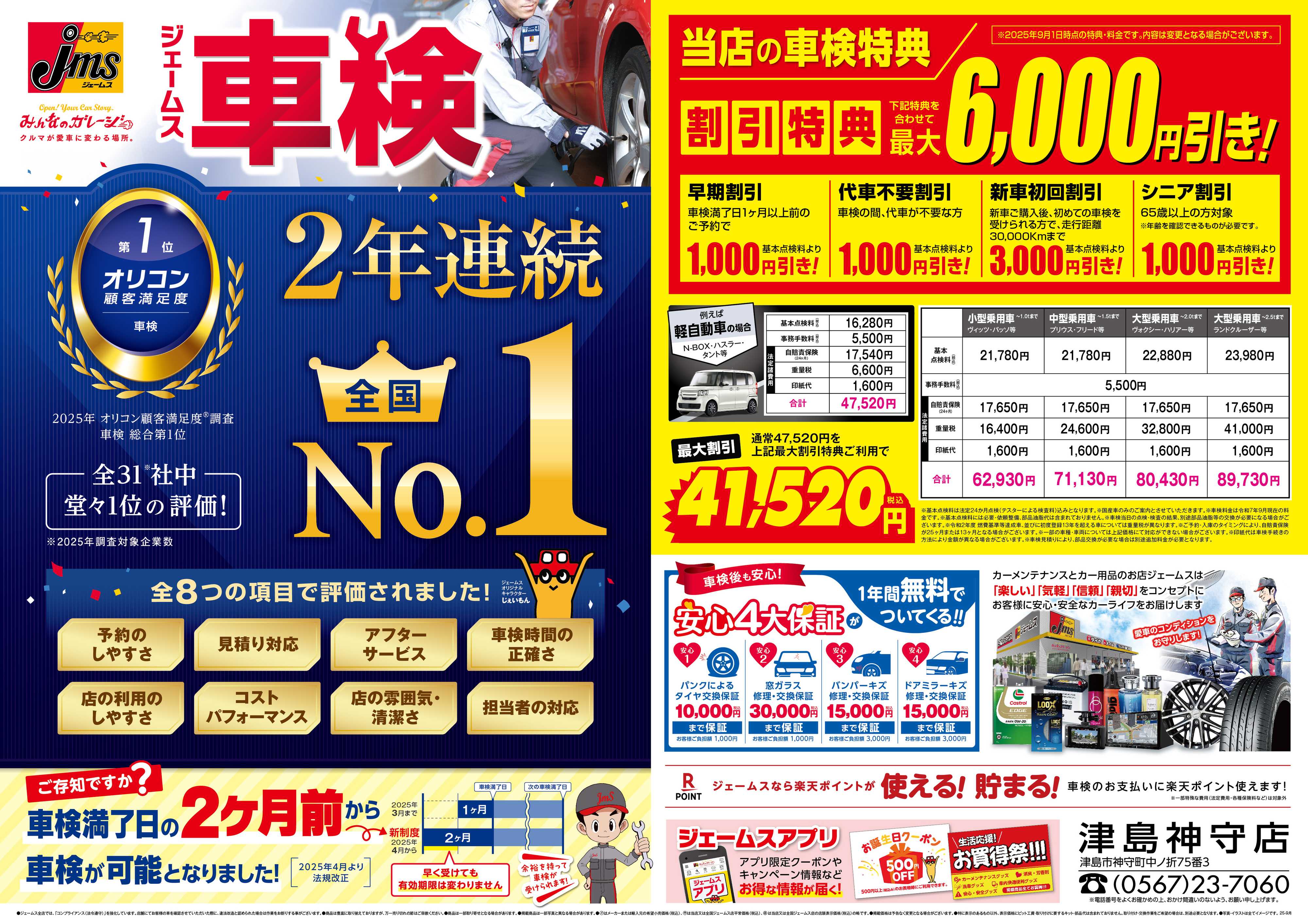 ジェームス ジェームス車検2年連続オリコンNO.1！