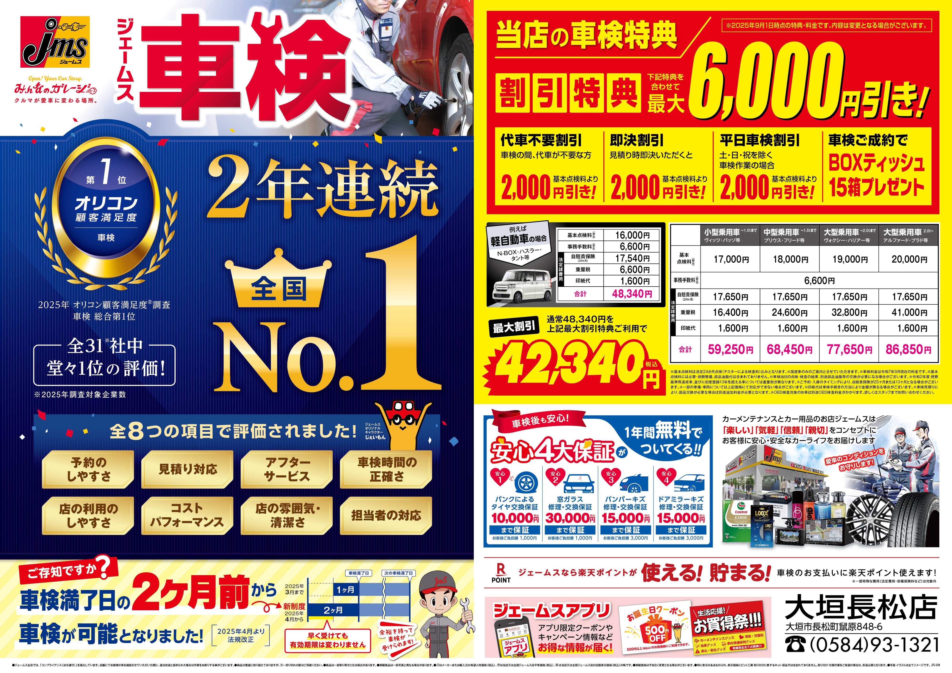 ジェームス ジェームス車検2年連続オリコンNO.1！