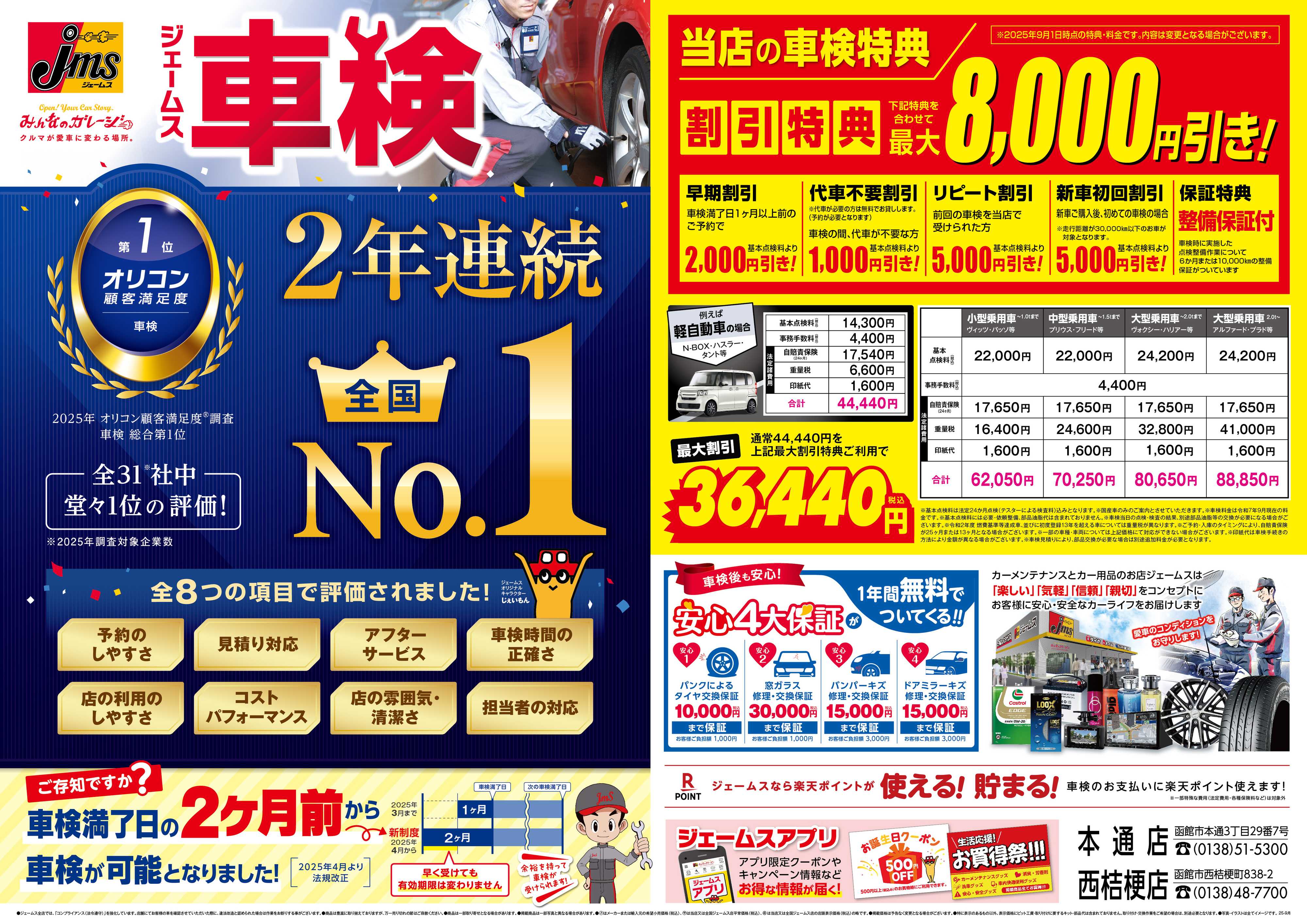 ジェームス ジェームス車検2年連続オリコンNO.1！