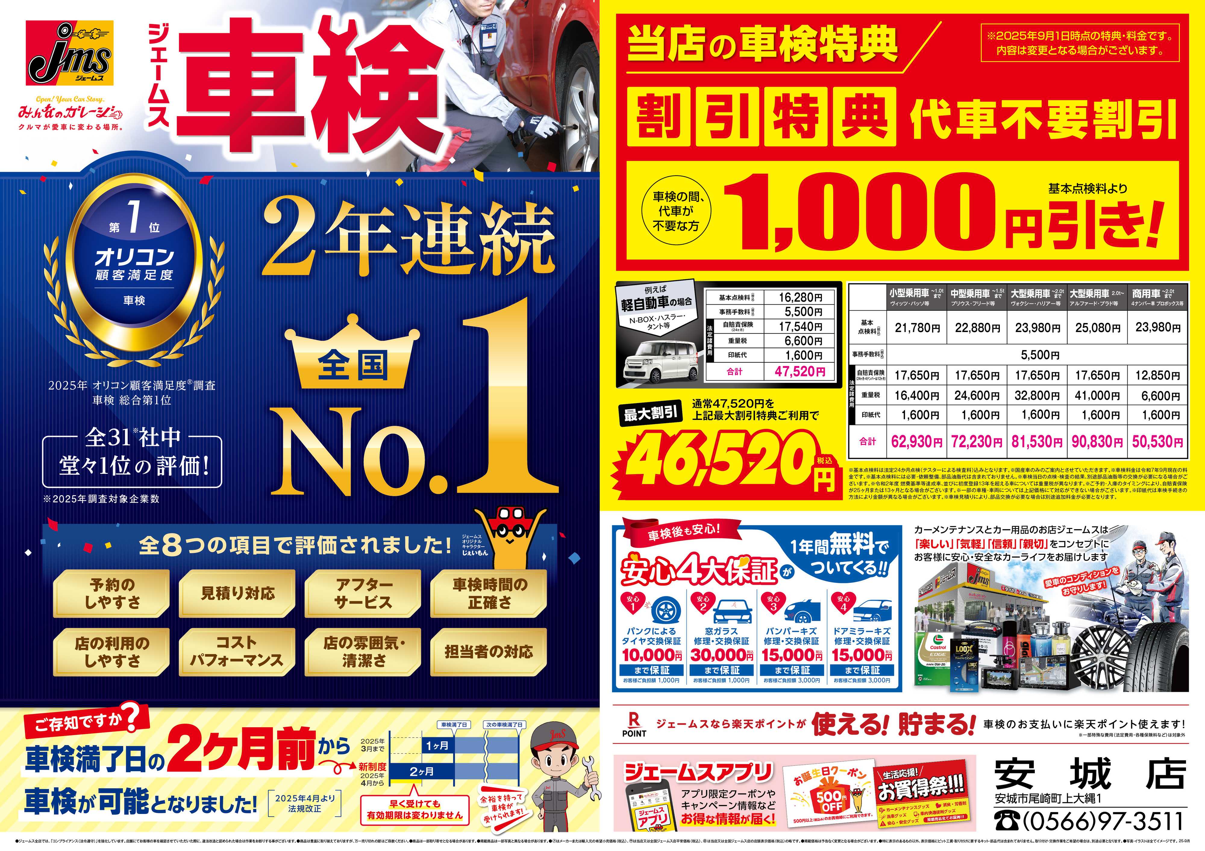 ジェームス ジェームス車検2年連続オリコンNO.1！